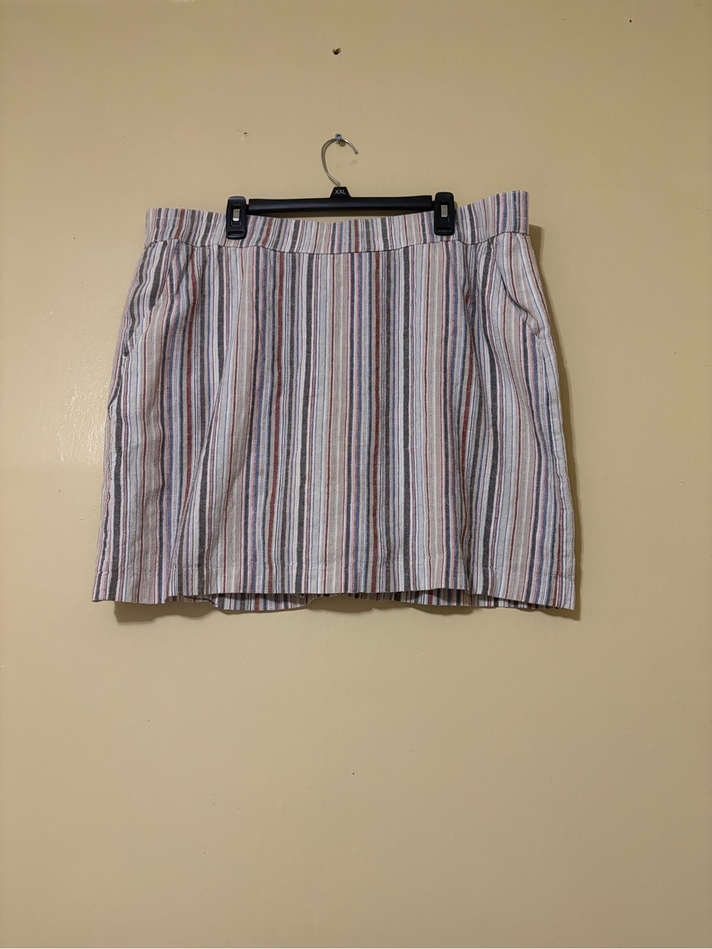 Striped Mini Skirt in Cream with Multi-Color Stripes